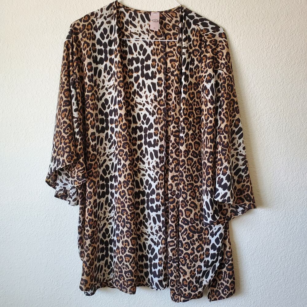 Pink Coconut Boutique Animal Print Kimono Jacket Fits Like XL/2X